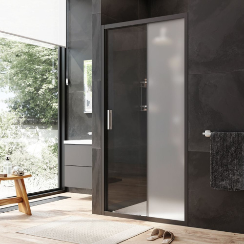 картинка W90G-100-1-195BM Gem Solo Дверь душевая 100х195, стекло матовое, профиль черный матовый от магазина Сантехстрой