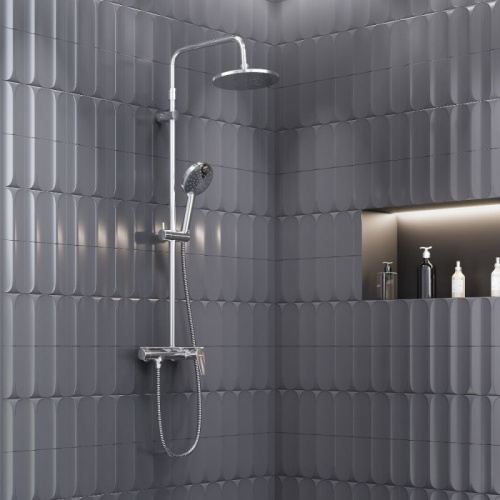 картинка 977780000_ххх Jupiter душевая система с душевым смесителем-полкой, хром от магазина Сантехстрой