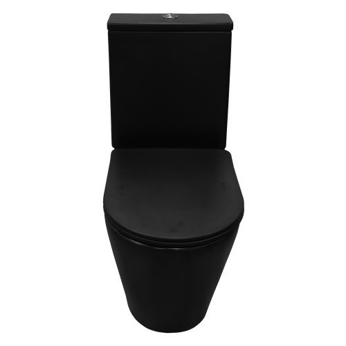 картинка Унитаз-компакт Azario Black Queen 370х605х800 безободковый, с быстросъемным сиденьем микролифт, черный матовый (AZ-8380) от магазина Сантехстрой