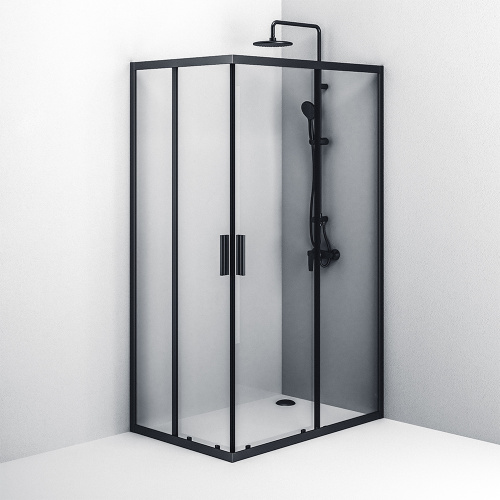 картинка W93G-404-120280-BT Gem S Twin Slide 120x80. Душевое ограждение,120x80, профиль черный мат., стекло п от магазина Сантехстрой