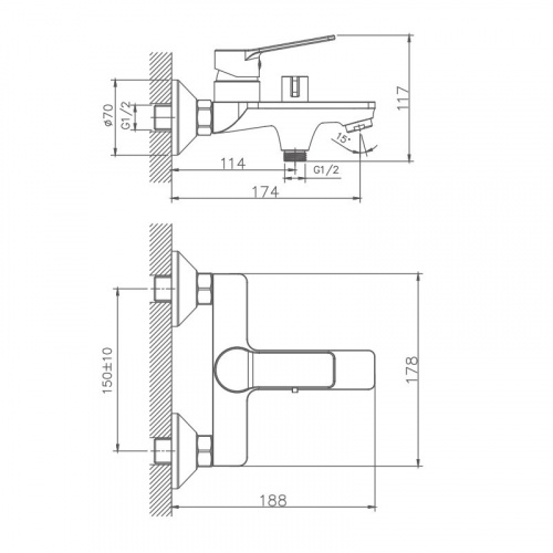 картинка Смеситель для ванны Haiba (HB60559) от магазина Сантехстрой