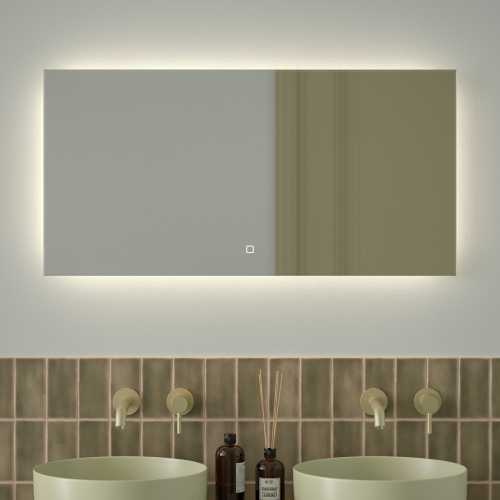 картинка Зеркало с фацетом и LED-подсветкой настенное GLOW DEFESTO 100x50 см, DF 2505SH от магазина Сантехстрой