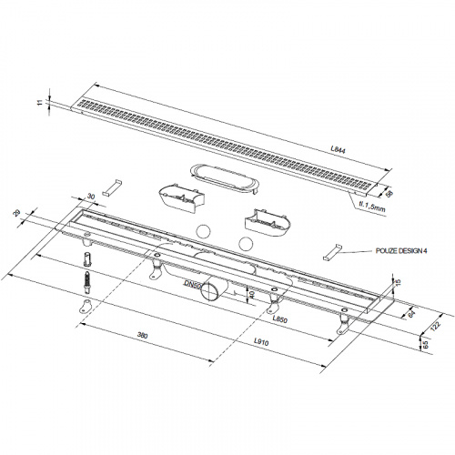 картинка Душевой лоток Plastbrno sza3850 Хром Design 3 от магазина Сантехстрой