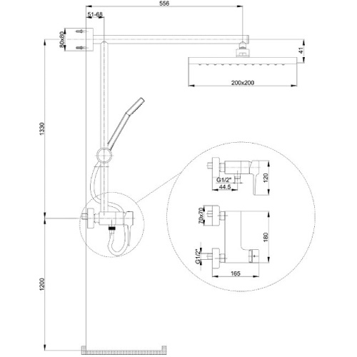 картинка Душевая система E.C.A. Caro 102154006EX Хром от магазина Сантехстрой