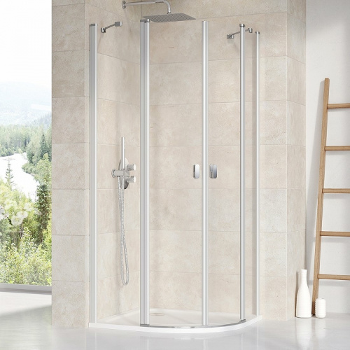 картинка Душевой уголок Ravak Chrome CSKK4 90x90 3Q170U00Z1 профиль Сатин стекло Transparent от магазина Сантехстрой