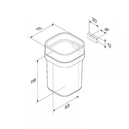 картинка A8F34322 Func Стеклянный стакан с настенным держателем, черный от магазина Сантехстрой