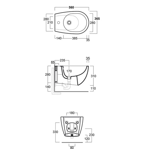 картинка SIMAS Vignoni биде подвесное 56х36,5см, с 1 отв. под смеситель, с крепежем F85, цвет: белый от магазина Сантехстрой