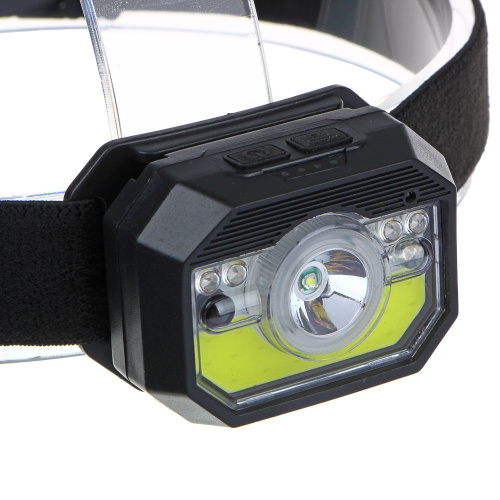 картинка ЕРМАК Фонарь на голову, сенсорный, XPE COB LED, 11 режимов, 1000мАч, USB кабель, 6х4,5х3см, пластик от магазина Сантехстрой