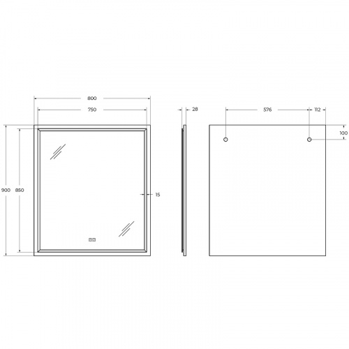 картинка Зеркало Cezares Interni 80 CZR-SPC-INT-800-900-LED-TCH-WARM-BL с подсветкой Bianco Lucido с сенсорным выключателем и подогревом от магазина Сантехстрой