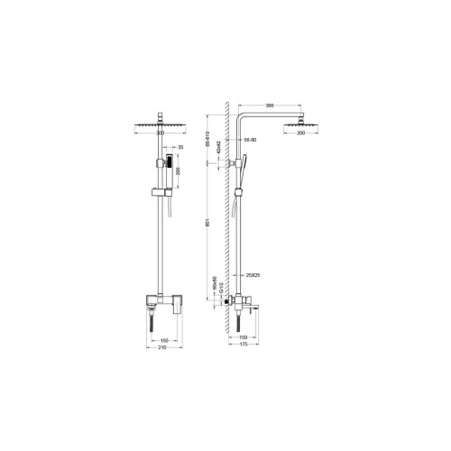 картинка Душевая система для ванны AQUATEK ЛИБРА 300х200мм, хром AQ2640CR от магазина Сантехстрой