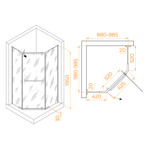 картинка Душевой уголок RGW PA-091 900x1000 от магазина Сантехстрой