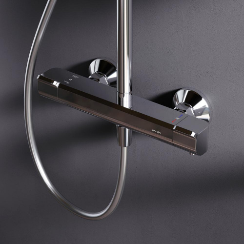 картинка F078F400 Func, душ. система: см-ль д/душа с ТМС, душ.штанга, верхн. душ квадр., ручн.душ, хром от магазина Сантехстрой