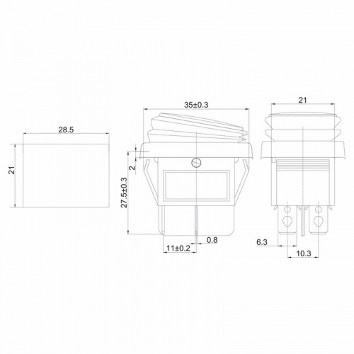 картинка Выключатель клавишный 250V 15А (4с) ON-OFF желтый с подсветкой ВЛАГОЗАЩИТА (RWB-507) REXANT от магазина Сантехстрой