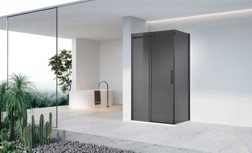 картинка Душевой уголок Como-N VSR-4CN9012CGB, 1200*900, черный, стекло тонированное от магазина Сантехстрой