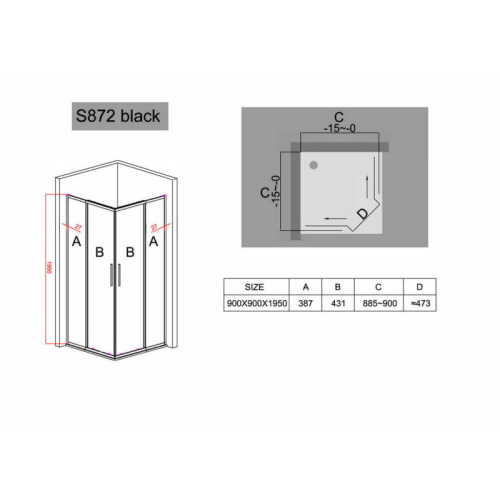 картинка Душевой уголок 90х90 см Black & White Stellar Wind 8729090 прозрачное от магазина Сантехстрой