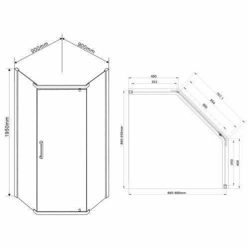картинка Душевой уголок Vincea vsp-1s900clgm от магазина Сантехстрой