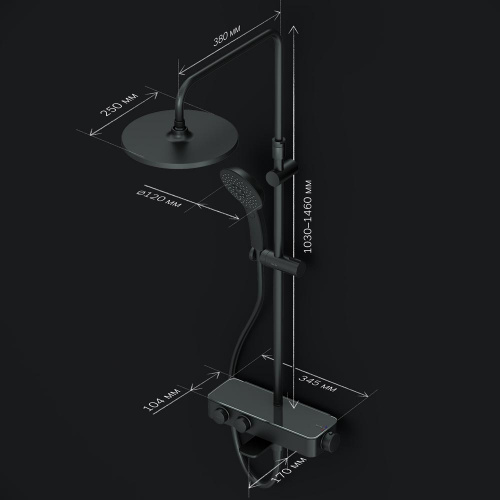 картинка F0750A522 Inspire V2.0, душевая система, набор: см-ль д/ванны/душа с термостатом, верхний душ d 250 от магазина Сантехстрой