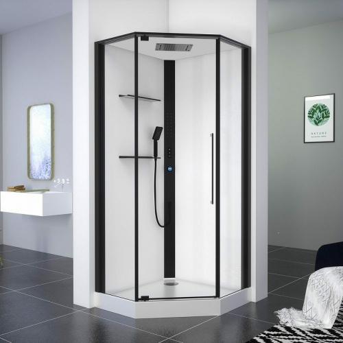 картинка Душевая кабина Black&White Galaxy G8035 90x90 8035000 с гидромассажем от магазина Сантехстрой