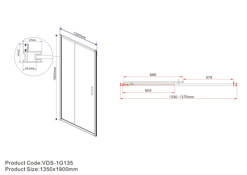 картинка Душевая дверь Vincea vds-1g135ch от магазина Сантехстрой