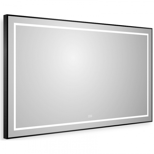 картинка Зеркало BelBagno Kraft 140 SPC-KRAFT-1400-800-LED-TCH-WARM-NERO с подсветкой Черное с сенсорным выключателем и подогревом от магазина Сантехстрой