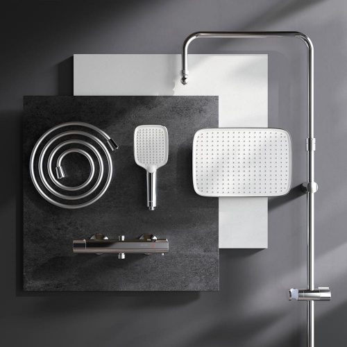картинка F078F400 Func, душ. система: см-ль д/душа с ТМС, душ.штанга, верхн. душ квадр., ручн.душ, хром от магазина Сантехстрой