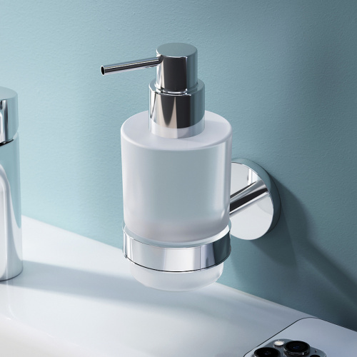 картинка A85A36900 X-Joy, Стеклянный диспенсер для жидкого мыла с настенным держателем от магазина Сантехстрой