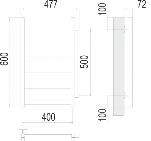 картинка Полотенцесушитель Terminus Аврора П6 400х600 бп500 от магазина Сантехстрой