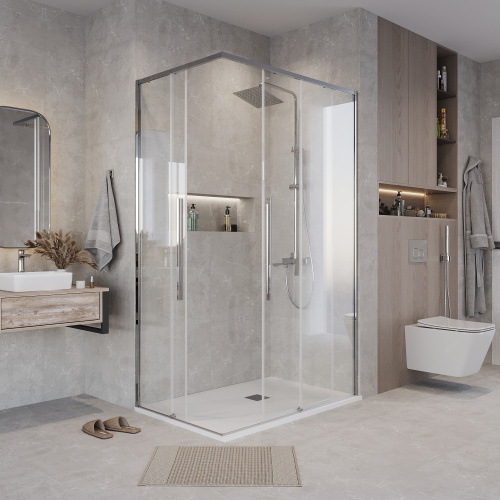 картинка Душевое ограждение Grossman Galaxy 300.K33.01.9070.10.00 (90х70х195) прямоугольник,раздвижная,хром,стекло прозрачое, 1 место от магазина Сантехстрой