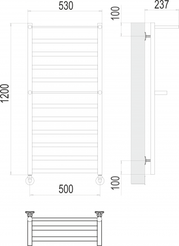 картинка Полотенцесушитель Хендрикс TERMINUS П12, нержавеющая сталь, лесенка, 50 см x 120 см от магазина Сантехстрой