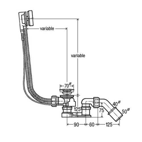 картинка Viega Simplex слив-перелив УДЛИНЕННЫЙ с сифоном и отводным коленом 45 градусов, переливная труба L-600mm, хром от магазина Сантехстрой