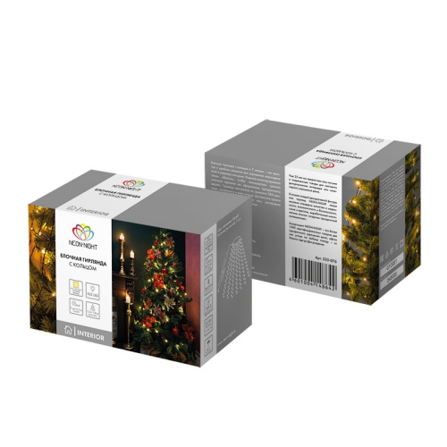 картинка Елочная гирлянда с кольцом,  7 нитей по 1,5 метра,  цвет диодов теплый белый,  не соединяется от магазина Сантехстрой