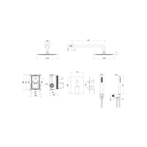 картинка Душевой комплект Set 3 в 1 AQUATEK ОБЕРОН, хром AQ1272CR от магазина Сантехстрой