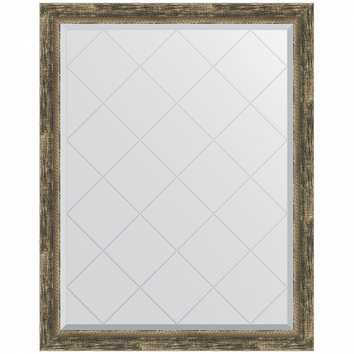 картинка Зеркало Evoform Exclusive-G 118х93 BY 4350 с гравировкой в багетной раме - Старое дерево с плетением 70 мм от магазина Сантехстрой