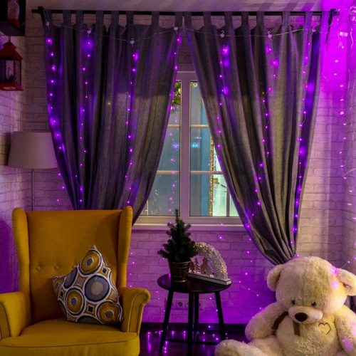 картинка Гирлянда Светодиодный дождь из росы 3х3 м,  розовый,  USB + пульт управления NEON-NIGHT от магазина Сантехстрой