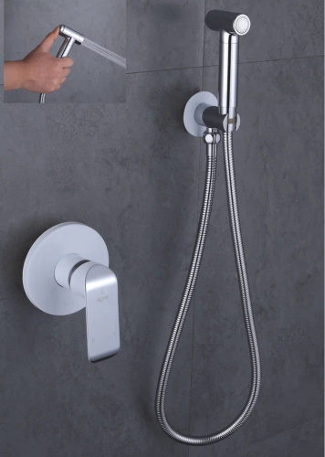 картинка Гигиенический душ со смесителем Rose R2105F, белый/хром от магазина Сантехстрой