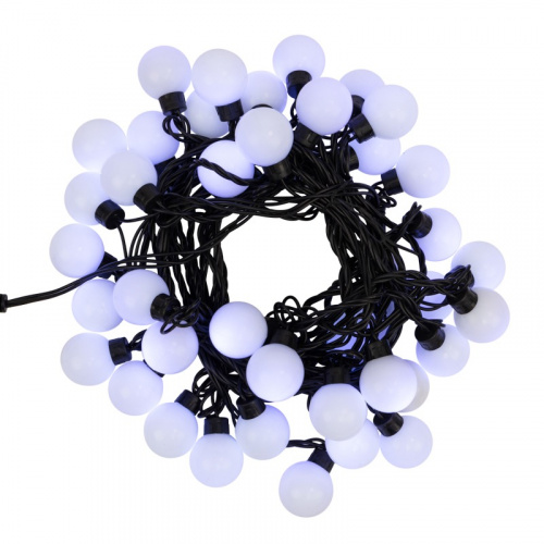 картинка Гирлянда Мультишарики Ø38 мм,  10 м,  40 LED БЕЛЫЙ,  черный ПВХ,  IP65, постоянное свечение,  230В соединяется NEON-NIGHT (нужен шнур питания 303-500) от магазина Сантехстрой