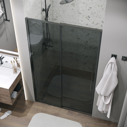 картинка Дверь в нишу 100.K33.01.110.42.10 Galaxy (110*195) графит сатин, стекло тонированное, 1 место от магазина Сантехстрой