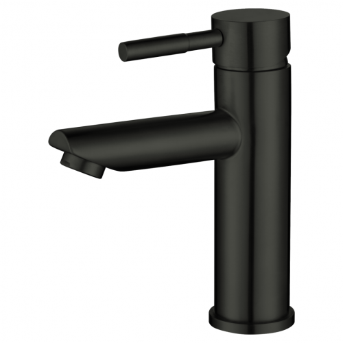 картинка Смеситель д/ум MELANA-610101PVD-B Tondo нерж.сталь, однорычажный, черный, литой излив от магазина Сантехстрой