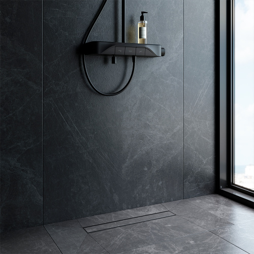 картинка W02SC-U11-050-04BM PrimeFlow Трап для душа линейный универс затвор Tile 50см цвет черн мат от магазина Сантехстрой