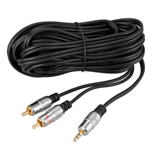 картинка Шнур Стерео 3,5мм - 2 RCA,  5м (GOLD-металл) REXANT от магазина Сантехстрой