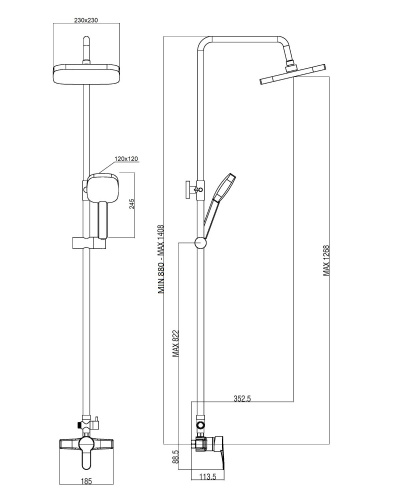 картинка OneLife P01-912b душевая система с смесителем для душа, черный от магазина Сантехстрой