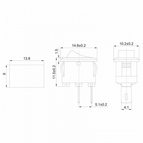 картинка Выключатель клавишный 250V 3А (2с) ON-OFF белый Micro (RWB-101) REXANT от магазина Сантехстрой