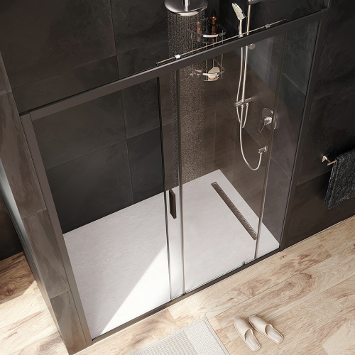 картинка Душевая дверь AM.PM Gem 150 W90G-150-1-195BT профиль Черный матовый стекло прозрачное от магазина Сантехстрой