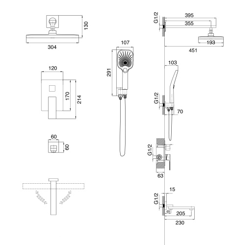 картинка Душевая система скрытого монтажа Style 501.K35.05.320 золото сатиновый от магазина Сантехстрой