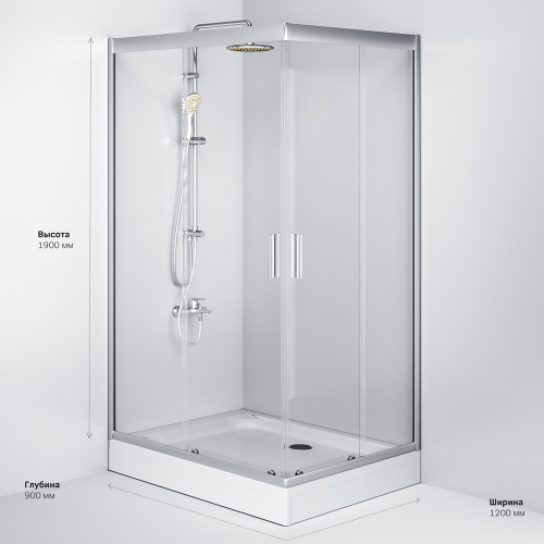 картинка W90G-404-120290-MT Gem Twin Slide 120x90. Душевое ограждение,120x90, профиль мат хром, стекло прозра от магазина Сантехстрой