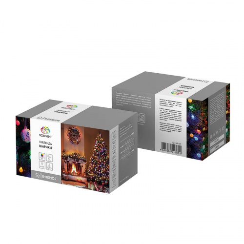 картинка Гирлянда Шарики Ø25мм,  5м,  темно-зеленый ПВХ,  25 диодов,  цвет RGB от магазина Сантехстрой