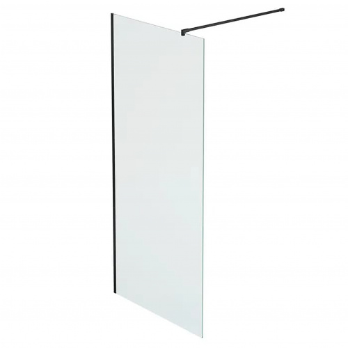 картинка Душевая перегородка, ограждение Reflexion RX20090CBL-14 Walk in 200x90см, прозрачное закаленное стекло 8мм, черный профиль от магазина Сантехстрой