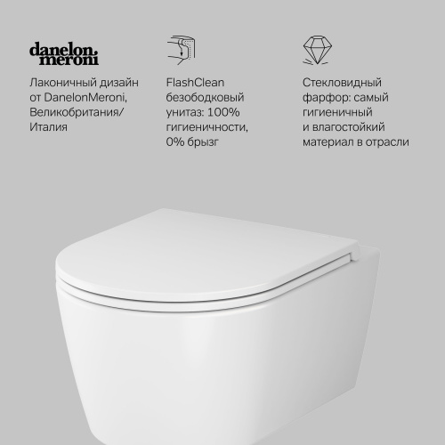 картинка C8F1700SC Func подвесной унитаз 49 см FlashClean с сиденьем микролифт от магазина Сантехстрой