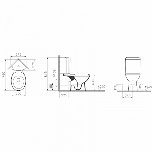 картинка Унитаз компакт Vitra Arkitekt 9754B003-7200 угловой с бачком и сиденьем от магазина Сантехстрой