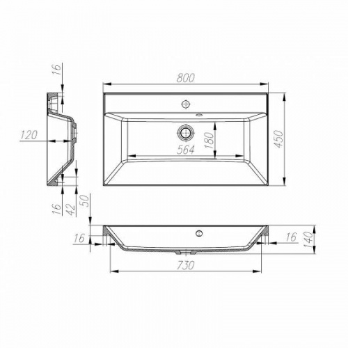 картинка Раковина BelBagno 80 BB800/450-LV-MR-AST Белая от магазина Сантехстрой